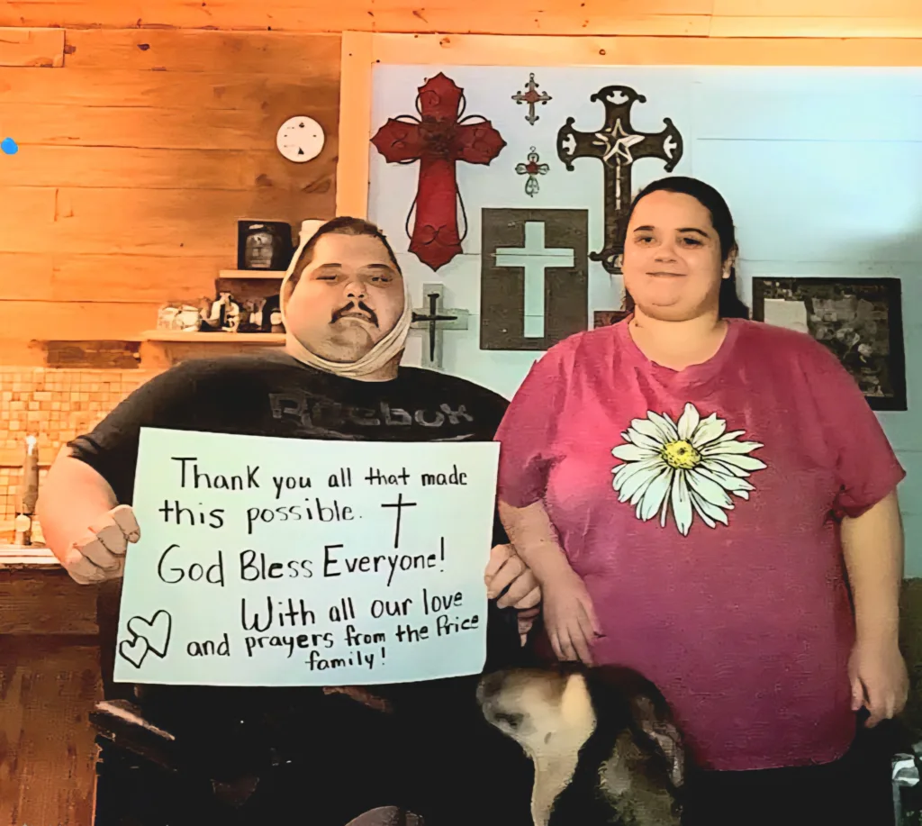 The Price Family thanking supporters for their care